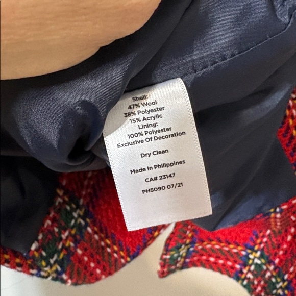 Talbots 12 Red Tartan Plaid Wool Blend Blazer Jacket - Picture 7 of 8